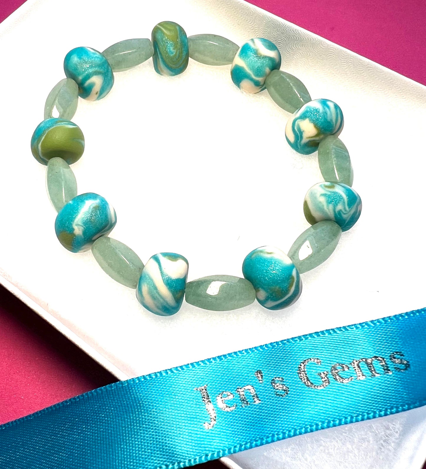 Bracelet - Gentian - Made with Handcrafted Clay Beads