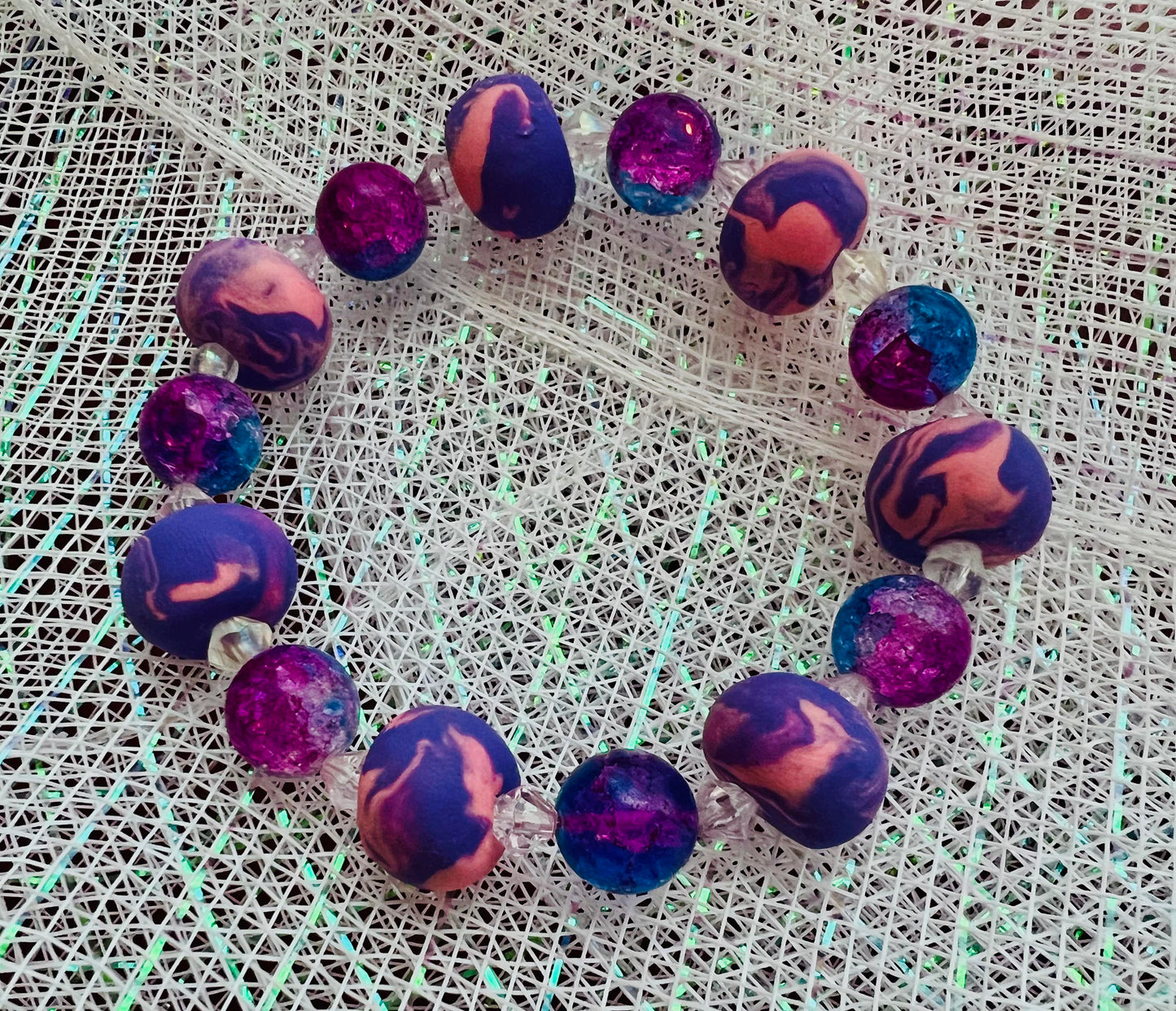 ...Bracelet - Easter 145 - Made with Handcrafted Clay Beads