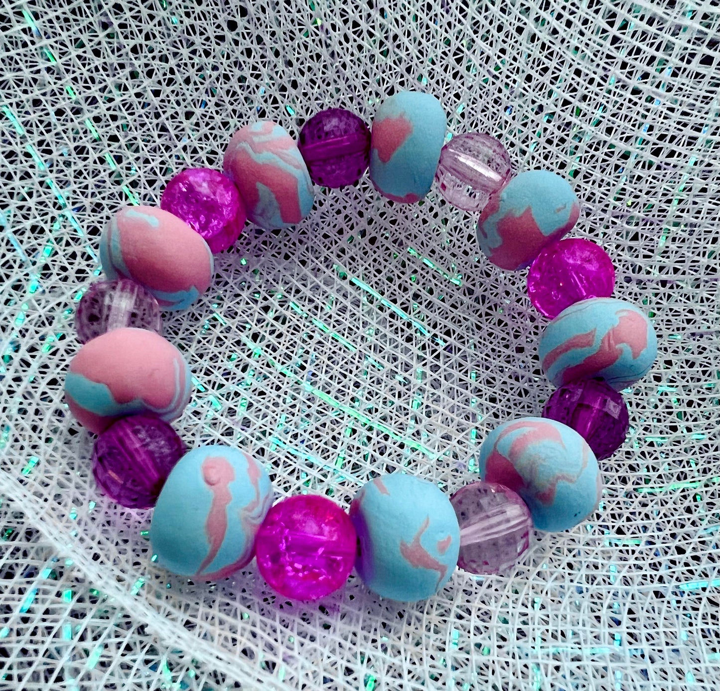 ...Bracelet - Easter 148 - Made with Handcrafted Clay Beads