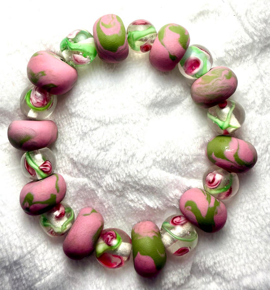 ...Bracelet - Spring 177 - Made with Handcrafted Clay Beads