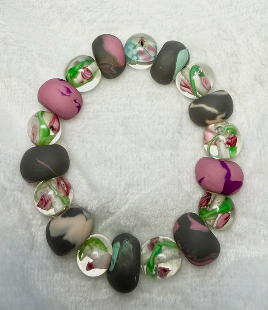 ...Bracelet - Spring 180 - Made with Handcrafted Clay Beads