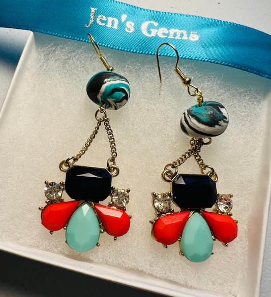 ..Earring - Retro - Made with Handcrafted Clay Beads