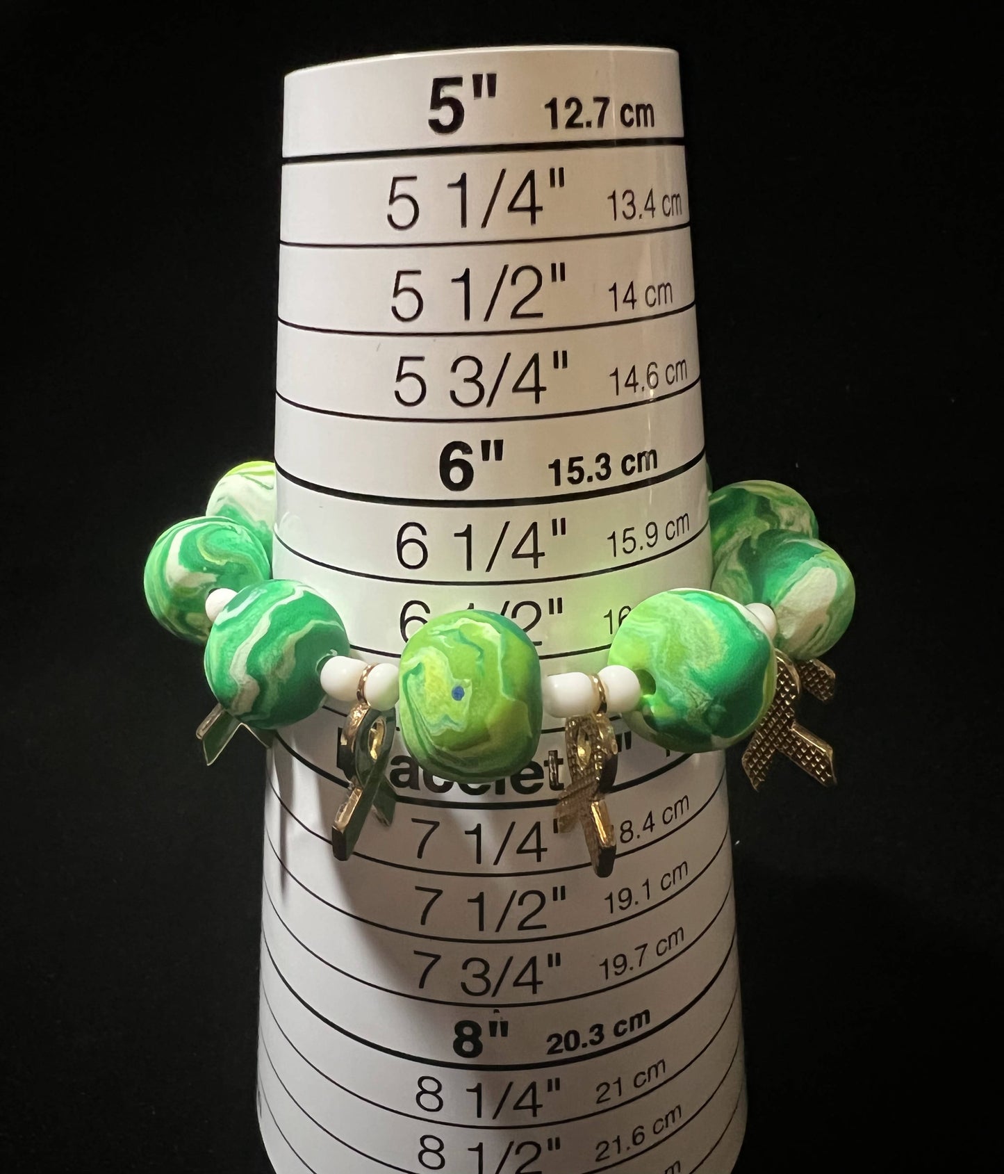 Bracelet - Lyme Disease Awareness 2 - Made with Handcrafted Clay Beads