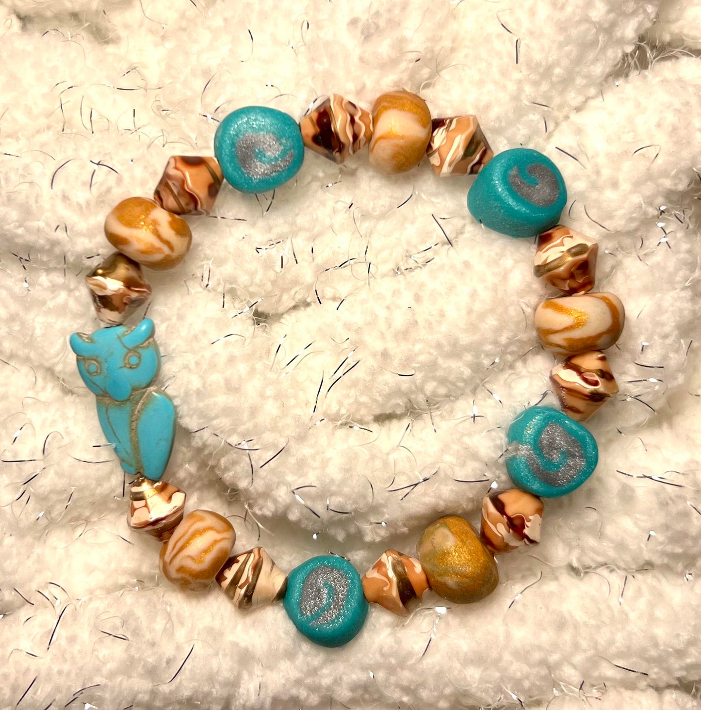 Bracelet - Owlish - Made with Handcrafted Clay Beads