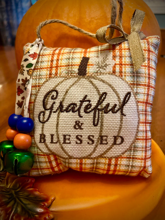 Craft - Grateful and Blessed- Pillow Door Hanger with Bead and Bell Tassel