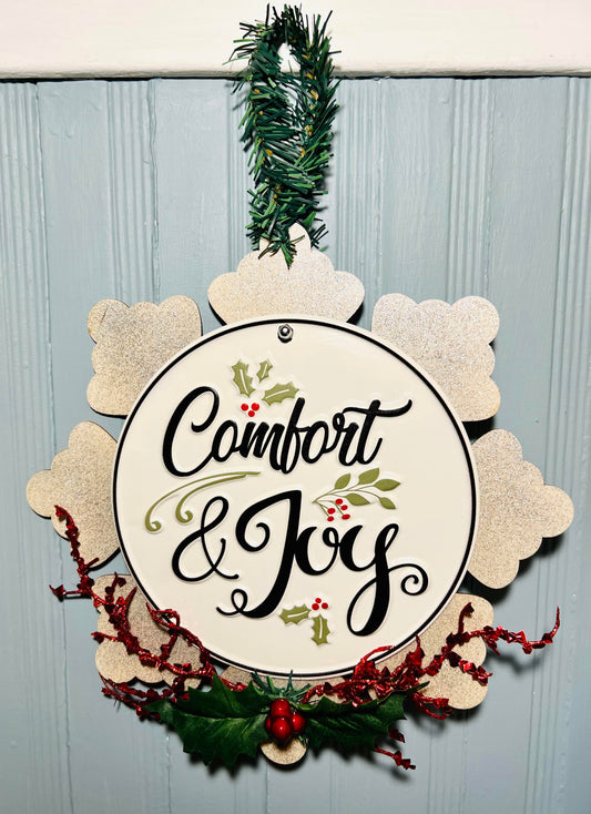 Christmas Door Plaque - "Comfort & Joy"