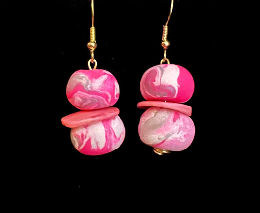 Earring - Pinkie - Made with Handcrafted Clay Beads