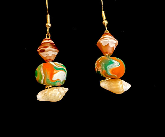 Earring - Seashore - Made with Handcrafted Clay Beads