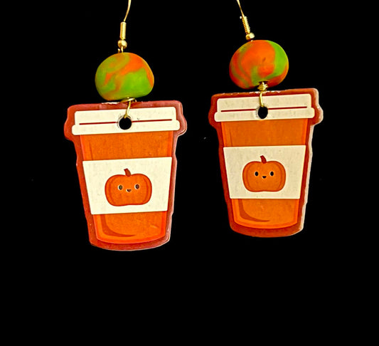 Earring - Pumpkin Spice Boo - Made with Handcrafted Clay Beads