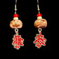 Earring - Red and Pink Foliage - Made with Handcrafted Clay Beads