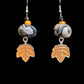 Earring - Black and Orange Foliage - Made with Handcrafted Clay Beads