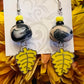 Earring - Black and Yellow Foliage - Made with Handcrafted Clay Beads