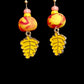 Earring - Pink and Yellow Foliage - Made with Handcrafted Clay Beads