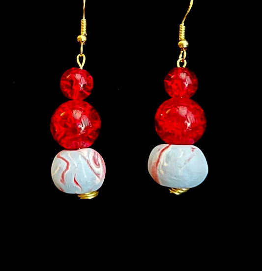 Earring - Fireball - Made with Handcrafted Clay Beads