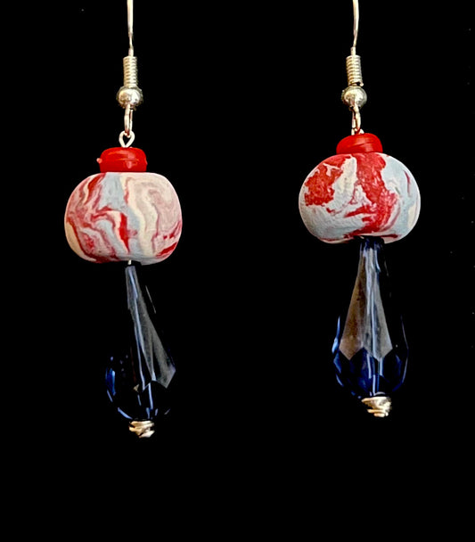 Earring - Spangle - Made with Handcrafted Clay Beads