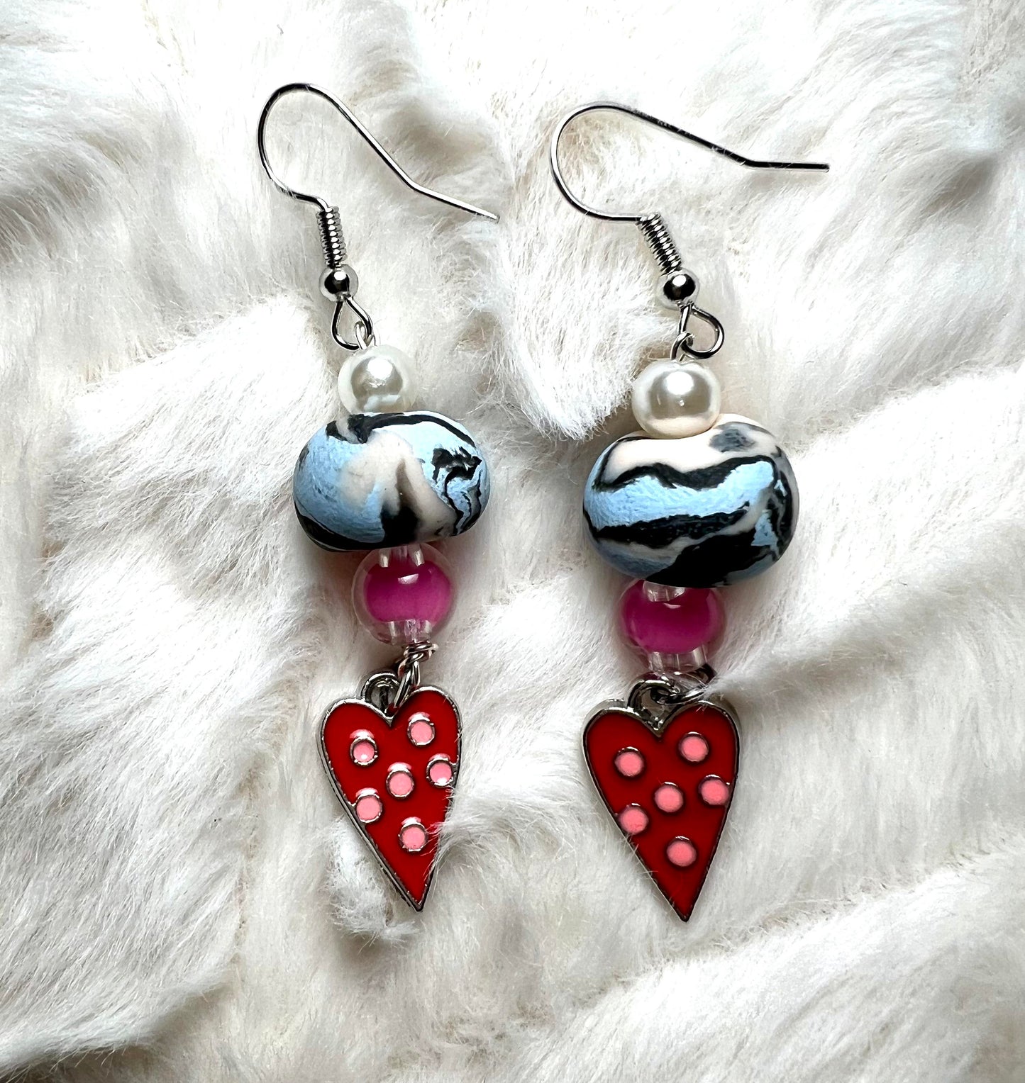 Earring - Valentine 1 - Made with Handcrafted Clay Beads