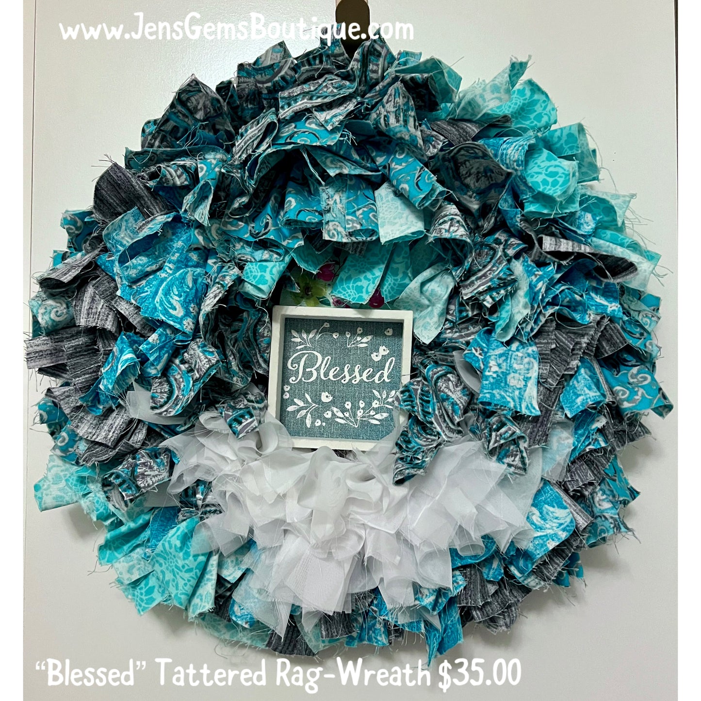 Wreath - Blessed Tattered Rag Wreath